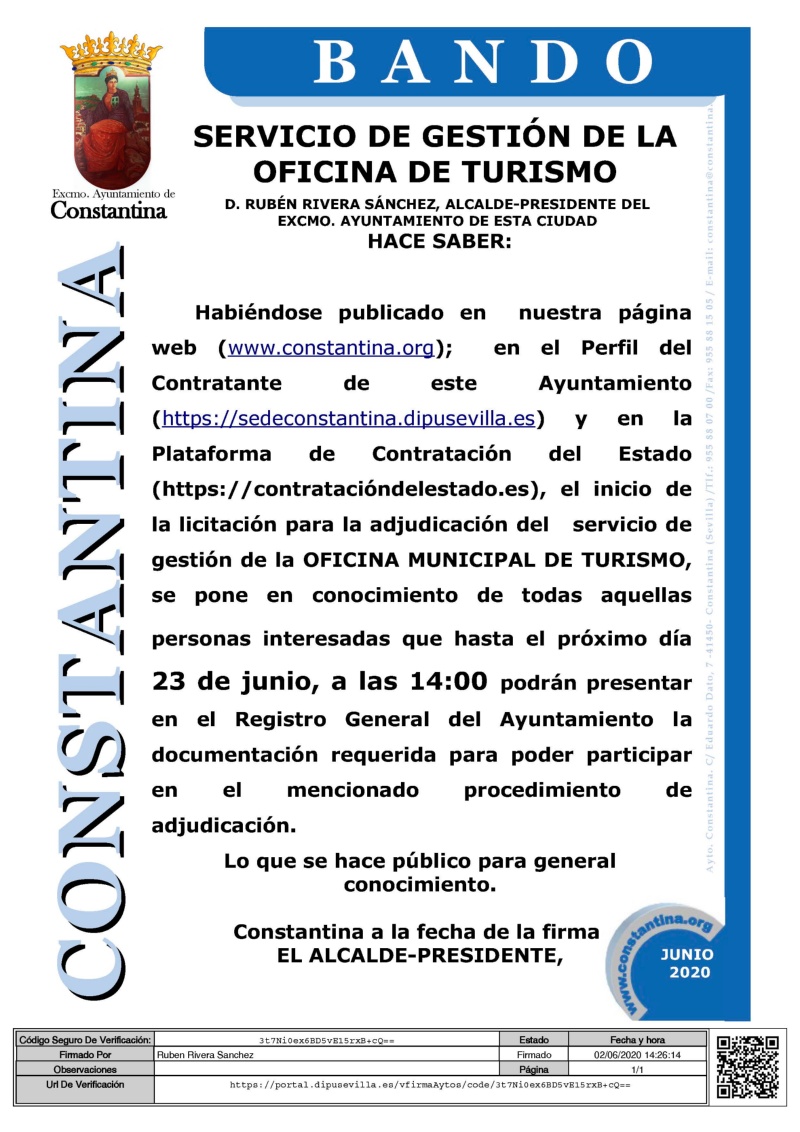 BANDO ADJUDICACION OFICINA DE TURISMO constantina