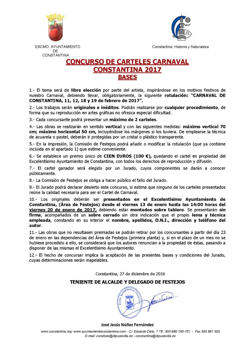 Bases Concurso Cartel Carnaval Constantina 2017