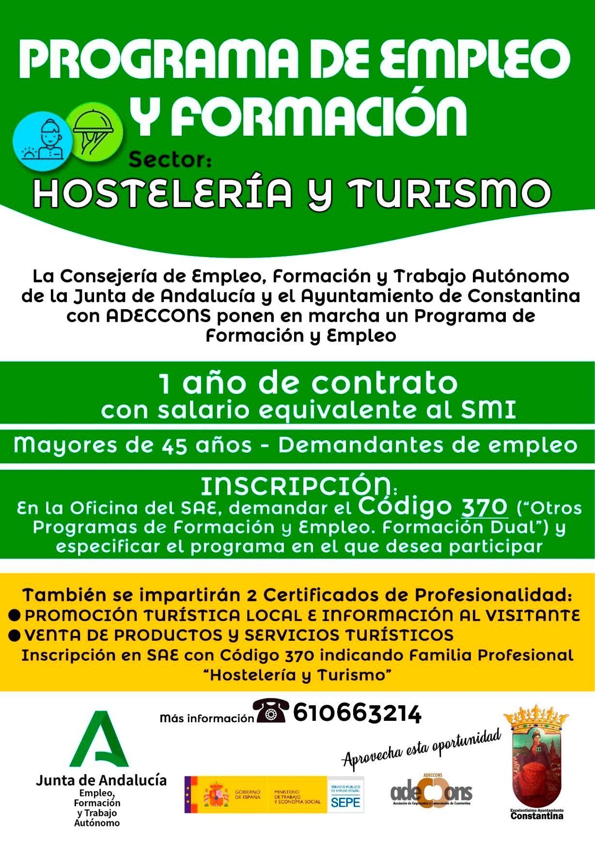 programa formacion y empleo hostelería y turismo constantina